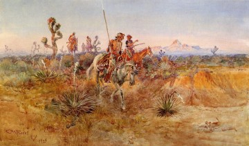 ナバホ トラッカーズ インディアン チャールズ マリオン ラッセル インディアナ州 Oil Paintings